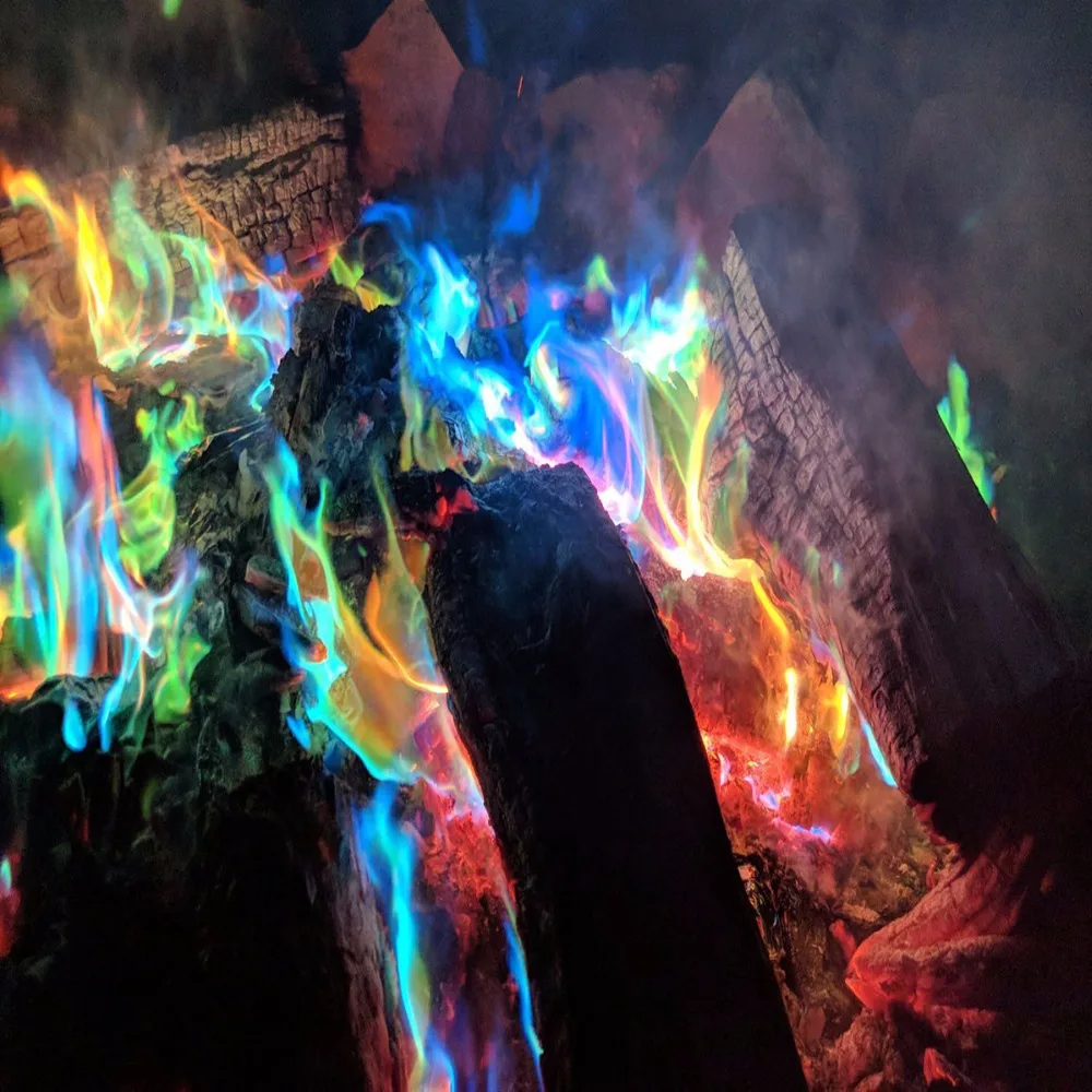 Мистический Огонь Волшебные трюки Красочные Пламя игрушки из порошка для кемпинга костер Саше камин яма профессиональная Волшебная пиротехника