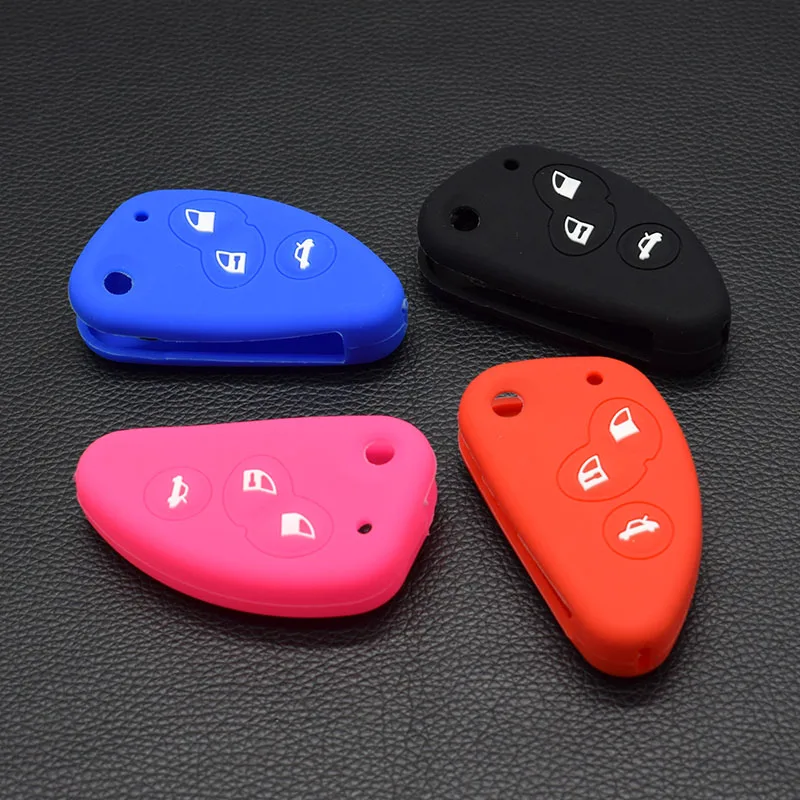 10 units Silicone Rubber car key cover case for Alfa romeo 147 166 156 JTD TS GT folding key 3