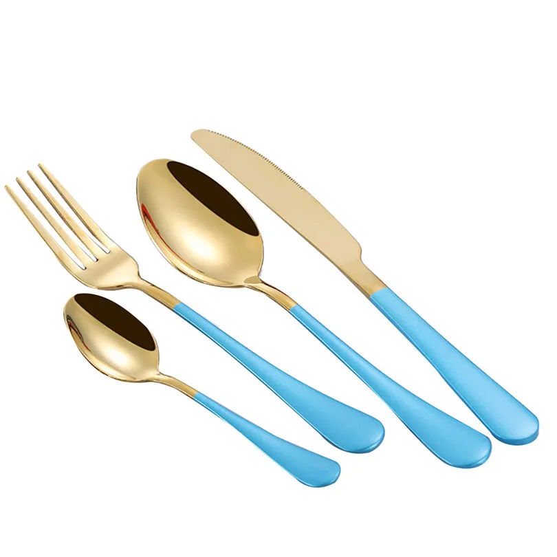 4PCS dinnerware set Kitchen Tools 2019 new Stainless Steel Upscale Dinnerware Flatware Cutlery Fork Spoon Teaspoon #3m18 (1)
