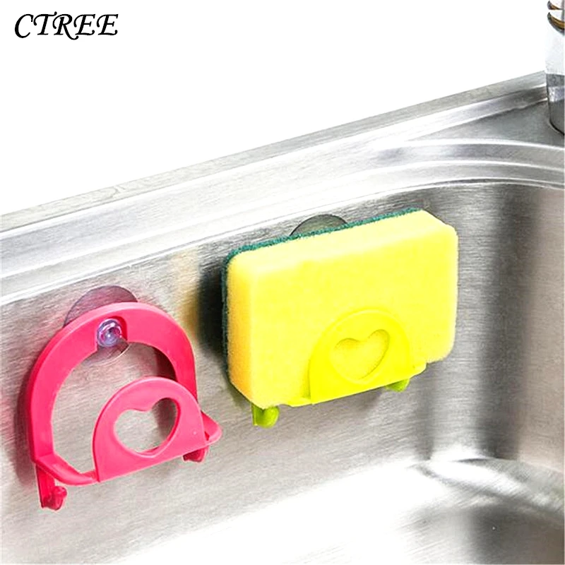 

CTREE 1Pcs Kitchen Bathroom Drying Rack Sink Sponges Suction Cup Suction Cup Tableware Rags Holder Scrubbers Soap Storage C658