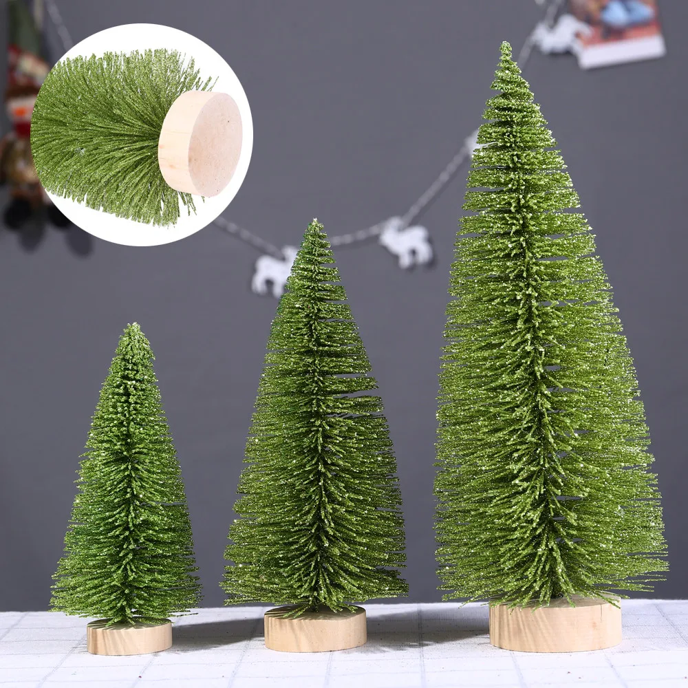 3D мини-светильник для рождественской елки Зеленая сосна с деревянной основой 1 шт. DIY ремесленный стол Рождественское украшение для дома подвесные украшения Подарочные игрушки