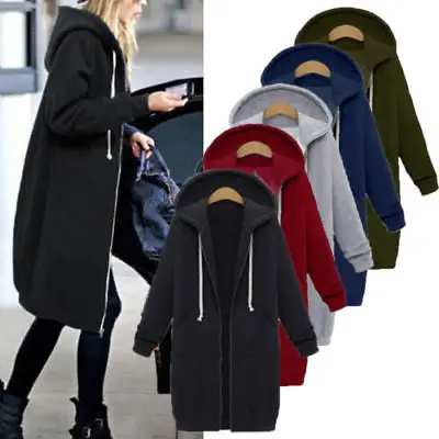 HOT Womens Warm Zipper Open Hoodies Sweatshirt Long Coat Jacket Tops Outwear HOT Womens Warm Zipper Open Hoodies Sweatshirt Long Coat Jacket Tops Outwear
