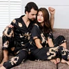 Couple Silk Satin Pajamas Pyjamas Set Long Sleeve Sleepwear Pijama Pajamas Suit Women And Man Sleep 2PC Set Loungewear Plus Size ► Photo 3/6