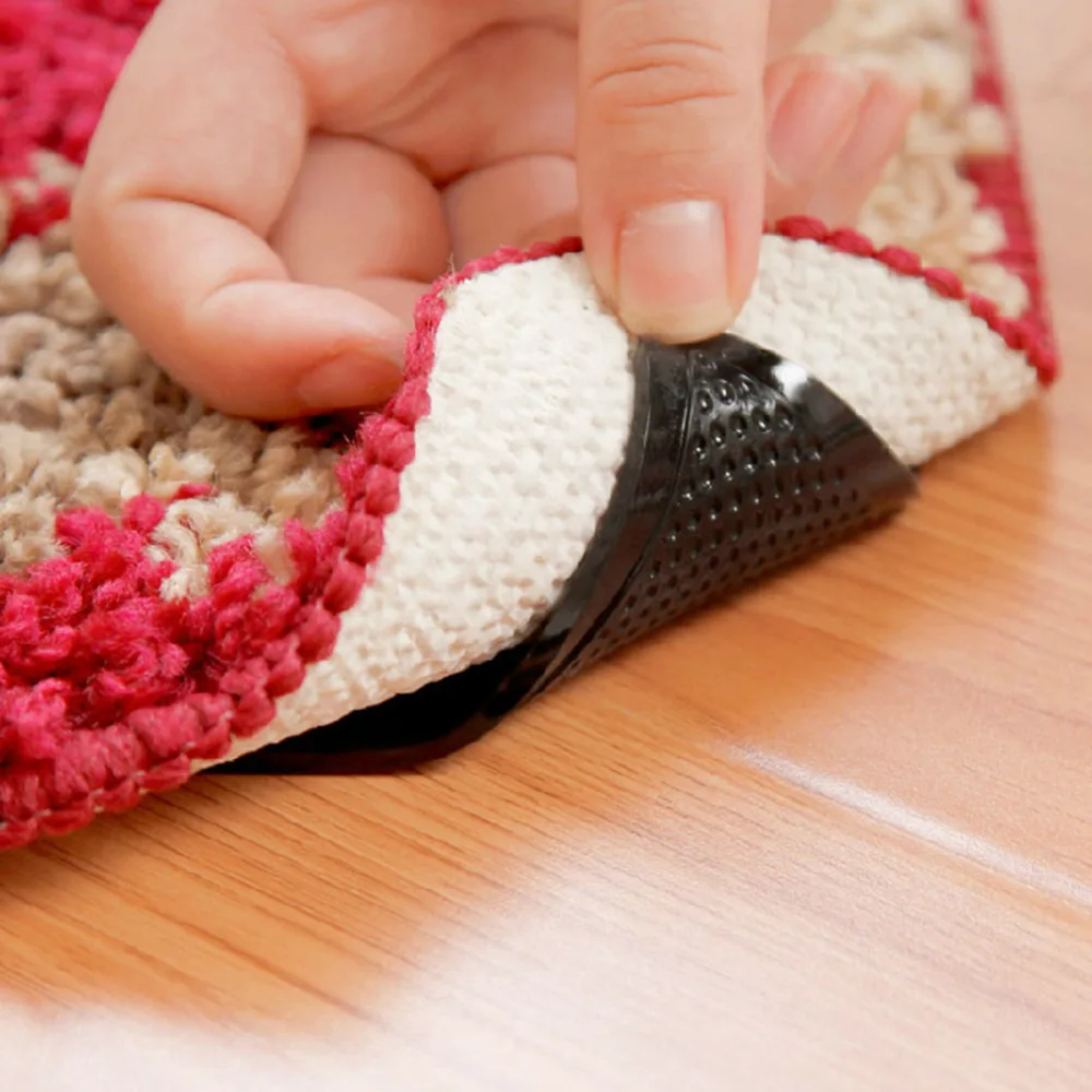 

Hot 4Pcs Rug Carpet Mat Grippers Non Slip Anti Skid Reusable Silicone Grip Pads New Drop Shipping