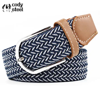 

Cody Steel Hot Colors Belt Woman Casual Knitted Pin Buckle Belt Fashion Man Woven Canvas Elastic Stretch Belts Plain Unisex
