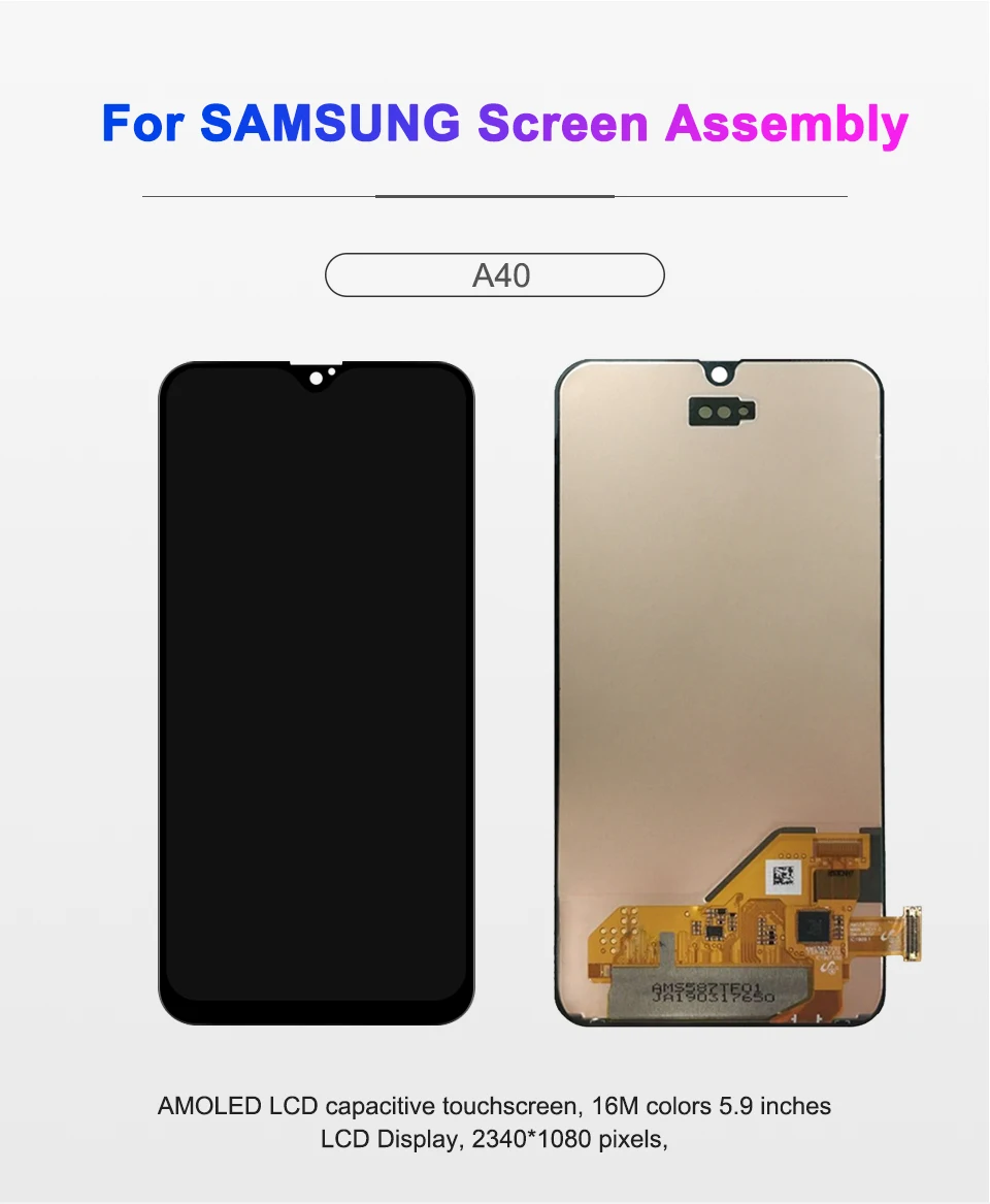 5,9 ''Super AMOLED для samsung A40 lcd A405 lcd A40 lcd дисплей для samsung A40 A405 lcd кодирующий преобразователь сенсорного экрана в сборе