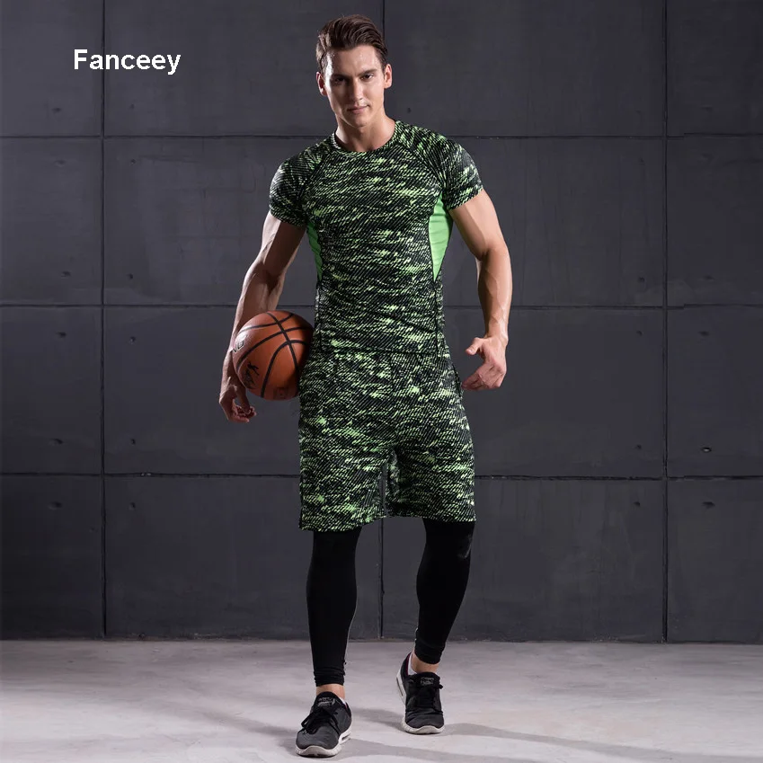 Fanceey 3 шт. спортивный костюм для мужчин камуфляж термобелье комплекты спортивной