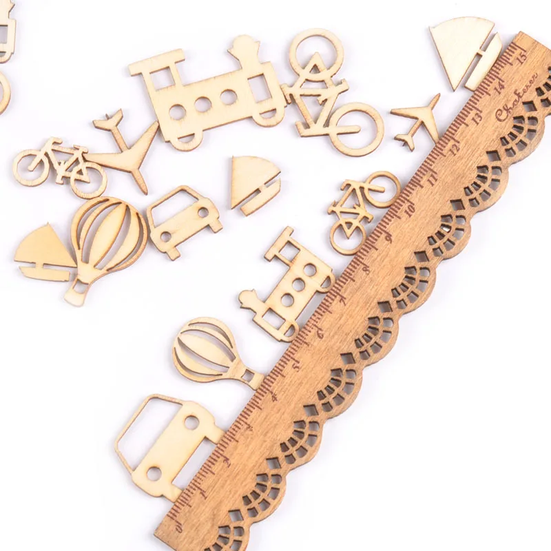 

24Pcs/lot Mix Transportation Cars Pattern Natural Wood Crafts For Scrapbooking Accessories DIY Handwork Decor 10-25mm M1700