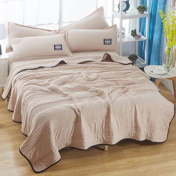 

Patchwork Quilt Set 3PCS Washable Bedspread Cotton Aircondition Quilts Thick Bed Cover Gray Green Pink Coverlet US Queen King