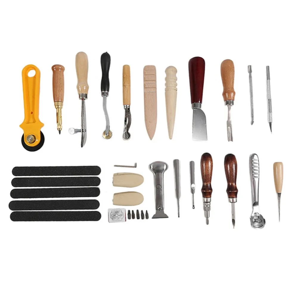 

20Pcs/set Practical Leather Hand Tools for Leathercraft Set Kit Punch Stitching Sewing Tool DIY Stamp Gift Hand Tools Free Ship