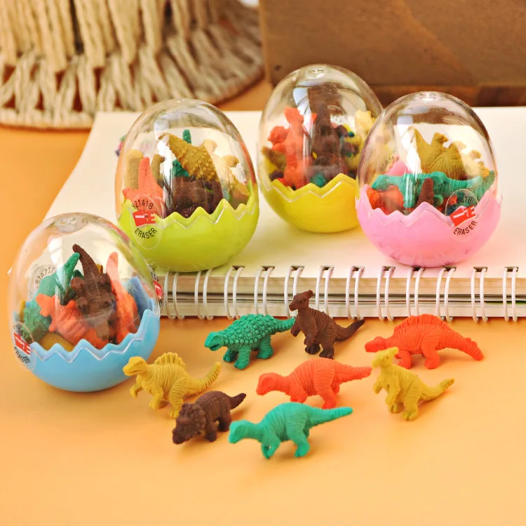 

1Ball Cartoon Dinosaur egg Shape Colorful Novelty Eraser Rubber Escolar Papelaria School Student Prizes Gift Stationery E0521
