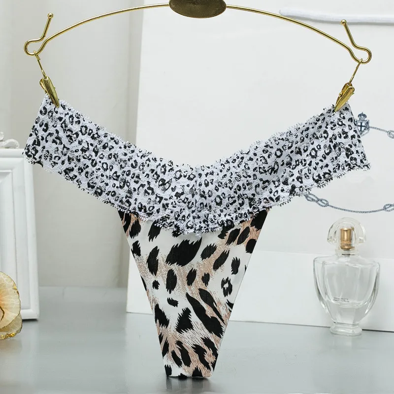 Plus Size Women's Sexy Lace Panties Breathable Cotton Briefs Leopard Female Underwear Tanga Seamless Thongs and G String (3)