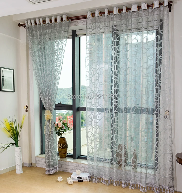 

Light grey balcony window screening translucidus curtain,20% shade sheer panel,Living room tulles,voile blinds