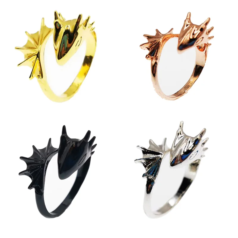 

New Unisex Personality Exaggerated Copper Rhinestone Eyes Dragon Rings Open Resizable Ring Gift for Lover Birthday Mother's Day