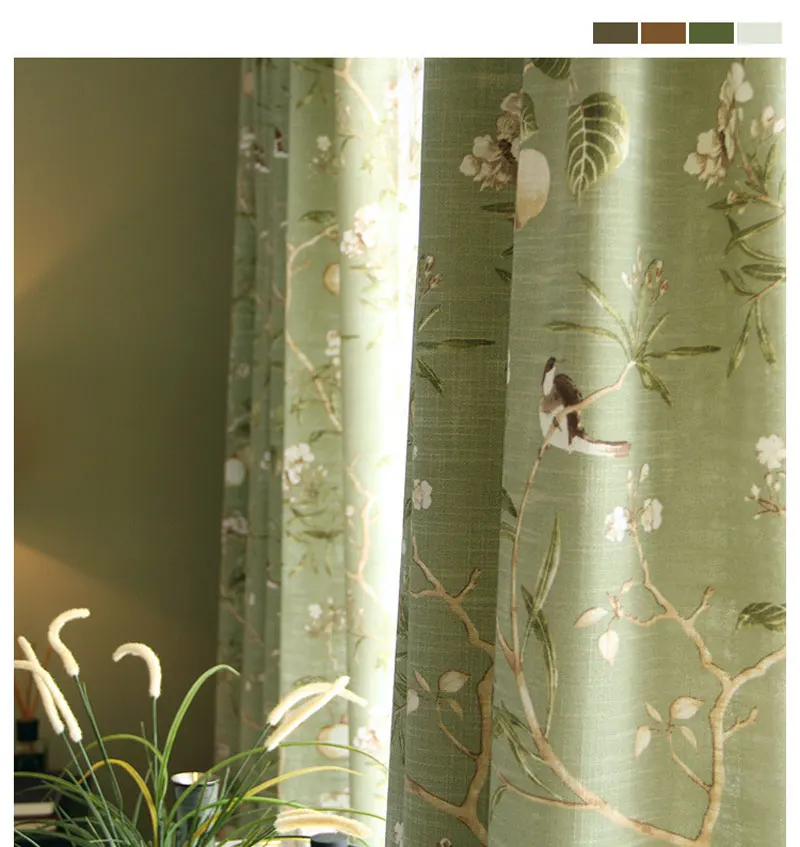 Американский деревенский стиль занавески s для гостиной птицы напечатанные занавески домашний декор льняные цветные занавески на окна 0135