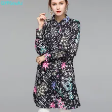 QYFCIOUFU женские блузки с длинными рукавами рубашки Цветочные Blusas цветочный принт уличная одежда с длинным рукавом Свободный Плюс Размер Повседневный Топ