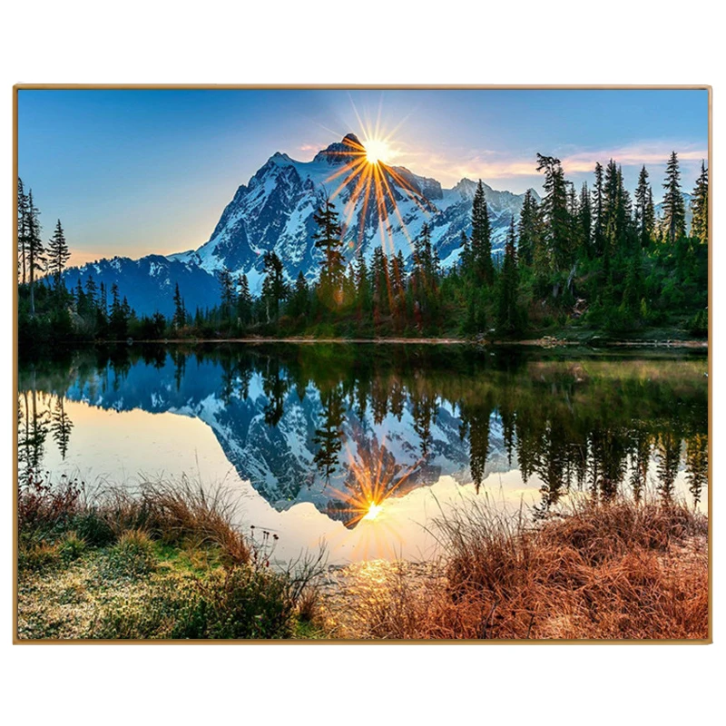 

PHKV Lake Landscape Oil Painting By Numbers DIY Digital Pictures Coloring By Number Hand Drawing Coloring On Canvas Home Decor