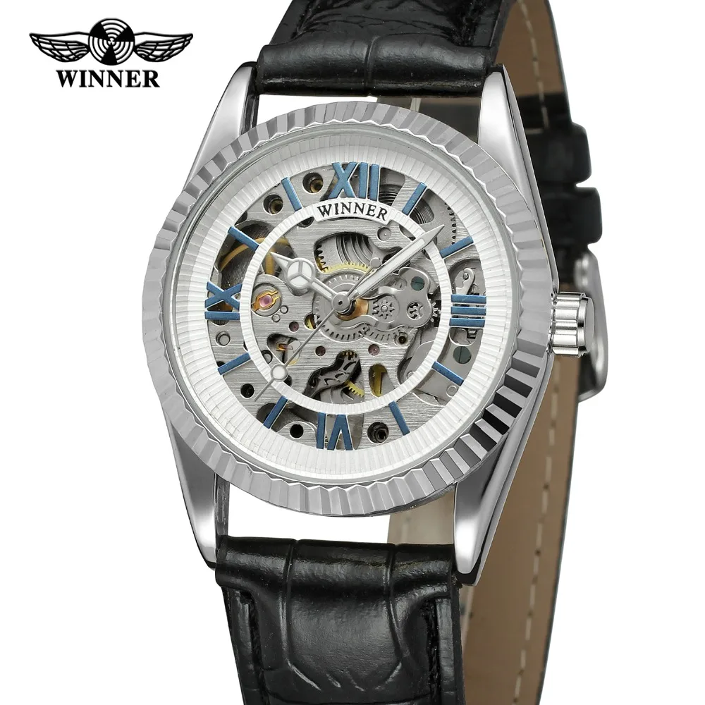 

T-WINNER 2017 New Arrival Men's Unique Fashion Design Automatic Skeleton Analog Watch with Brown Leather Strap WRG8038M3S