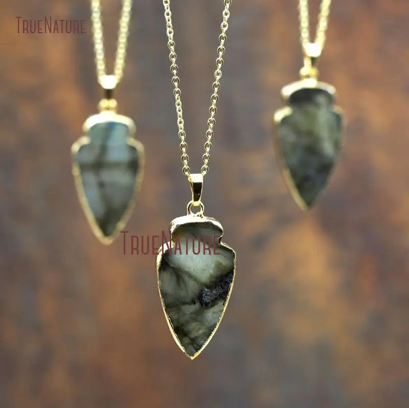 20171019-NM8019- Labradorite Necklace Gold Plating  Arrowhead Necklace-18inch-11.08g_2