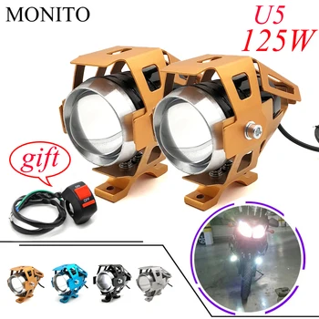 

Universal 125W 3000LMW Motorcycle Auxiliary LED Headlight Chip U5 Motorbike Driving Spotlight Moto Fog Spot Head Light Lamp DRL