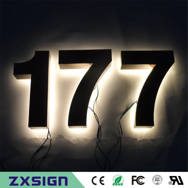 Заводская розетка 25 см высокий 304 нержавеющая сталь с подсветкой led номер дома