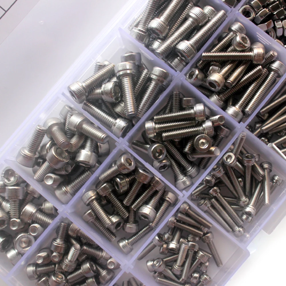 

440pcs M3 M4 M5 304 Screws Nuts Set Stainless Steel Hexagon Socket Screws Cap Head Screw Cylindrical Head Screw