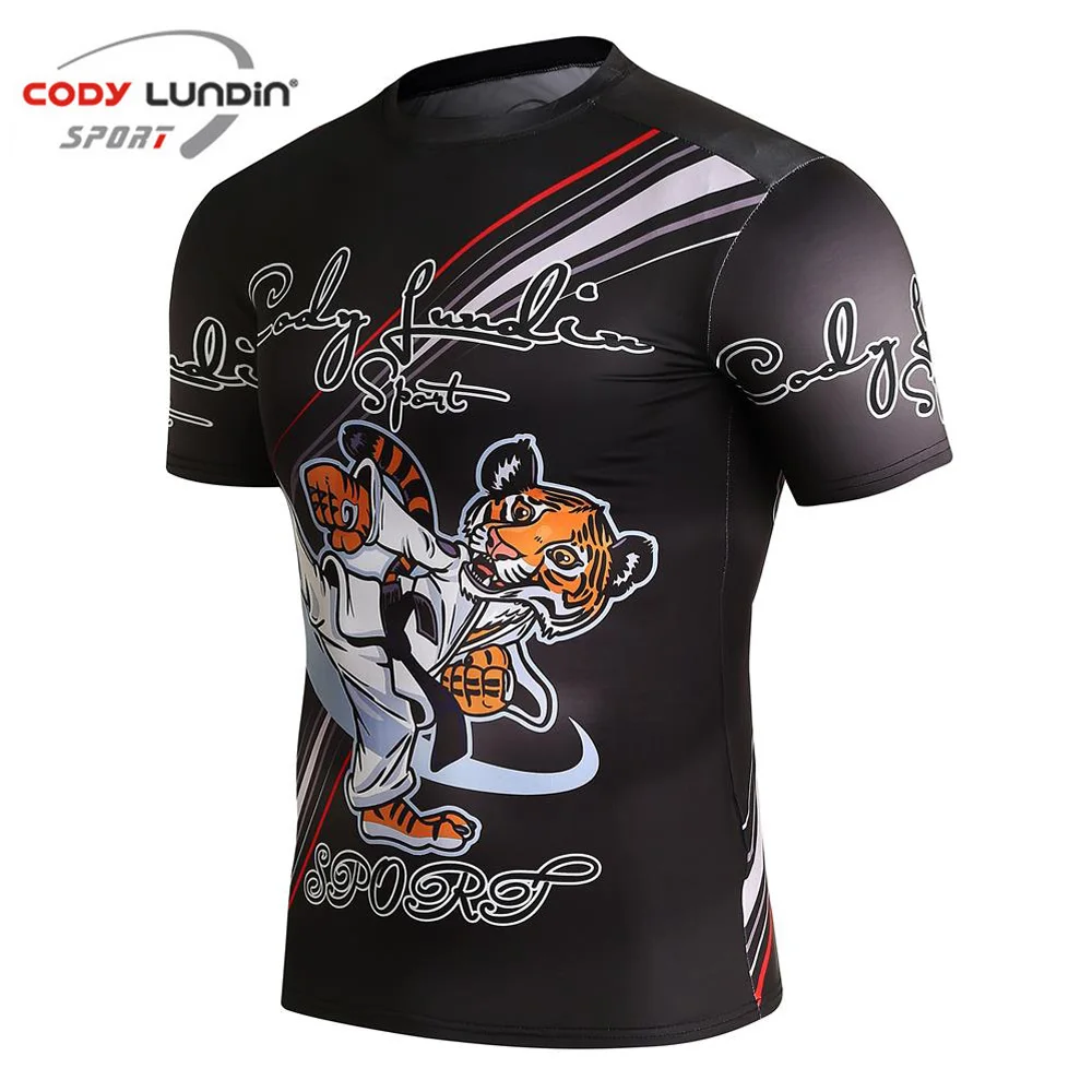 

Men's Compression shirts Kung Fu Tiger 3d Printed T-Shirts MMA Fitness UFC Fight Man Muay Thai T Shirt Tights Fightwear tops