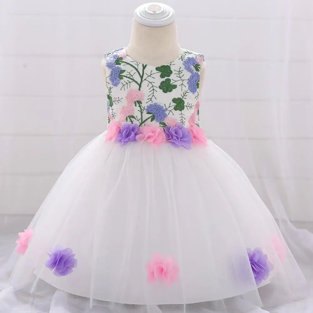 New infant Baby Girl Dress flower Baptism Dresses for Girls one years birthday party wedding baby clothes full moon dress