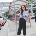 2016 New Fashion Women Shirts Loose Striped Dew Shoulder Slope Brought Personality Type Prosperous Blouse Shirt