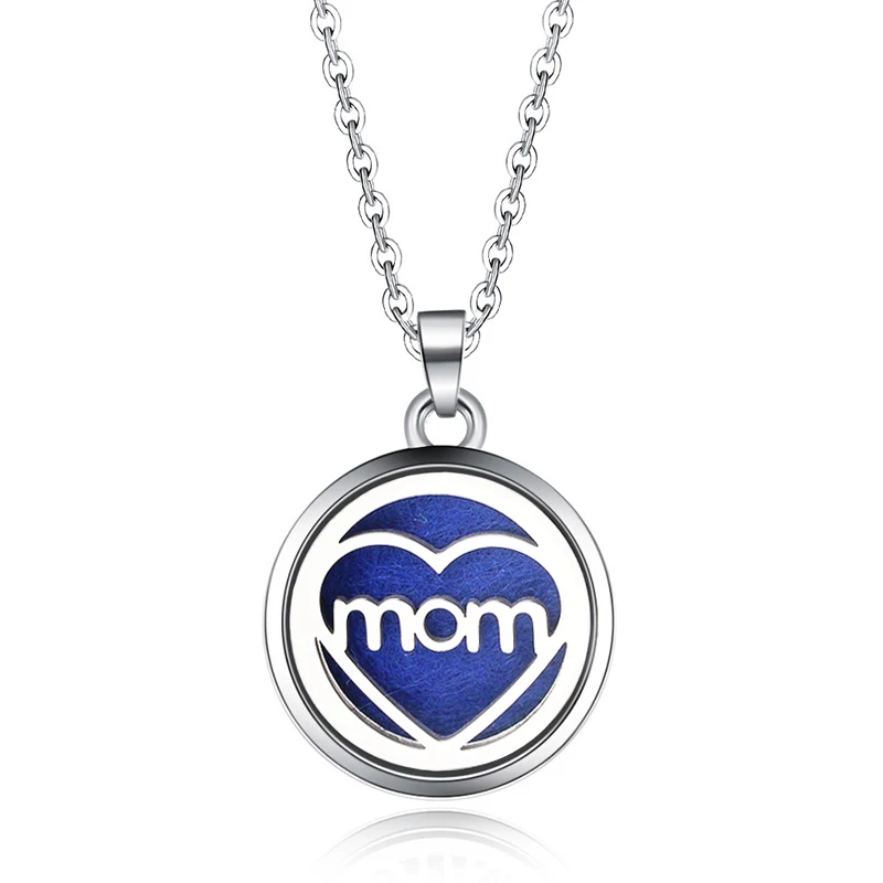 

Mom Love Charm Aroma Box Pendant Necklace Stainless Steel Aromatherapy Essential Oil Diffuser Perfume Box Locket Pendant Jewelry