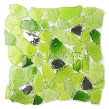 

Mediterranean Sea Style Glass mosaic tiles 1BOX(22sheets) iridescent bathroom porcelain tiles sheet kitchen backsplash art deco
