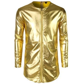 

2019 new nightclub dance high-grade Jacket fashion hip hop reflective bright personality clothes double zipper top coat big size