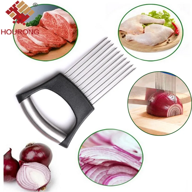 

Kitchen Gadgets Accessories Shrendders Slicers Tomato Onion Vegetables Slicer Cutting Aid Holder Guide Slicing Cutter Safe Fork
