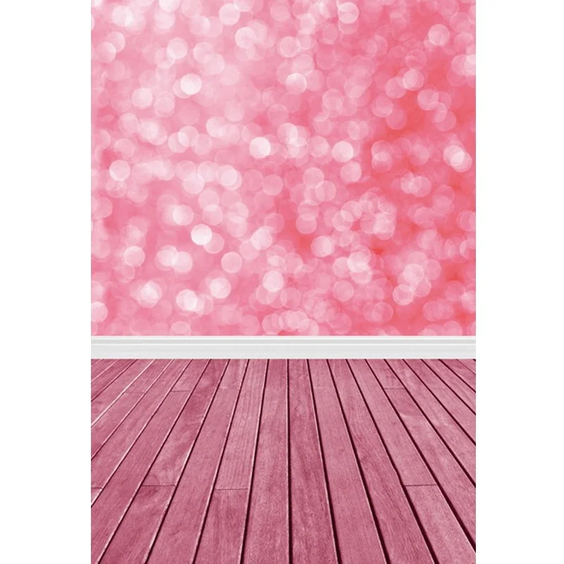 Pink Blurred Bokeh Wood Floor Valentine's Day Baby Girl Photography Backdrops Thin Vinyl Indoor Studio Digital Backgrounds Props |