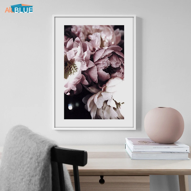 Scandinavian Canvas Print Peony Flower Posters and Prints Wall Art Paintings For Living Room Wall Picture Modern Home Decoration