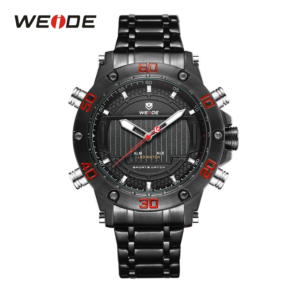

WEIDE High Quality Sport Watches For Men LED Dual Digital Black Strap Clock Military Wristwatch kol saati erk Relogio Masculino