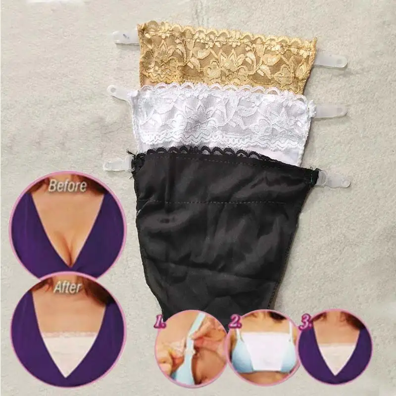 

2019 Random Color Seamless Bra Lace Clip On Camisoles Quick Easy Clip On Neck Chest Cleavage Control Panels Summer Wrapped Chest