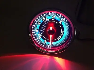 

Chrome Universal LED Motorcycle Odometer KMH Speedometer Gauge Speedo Meter Cafe Racer