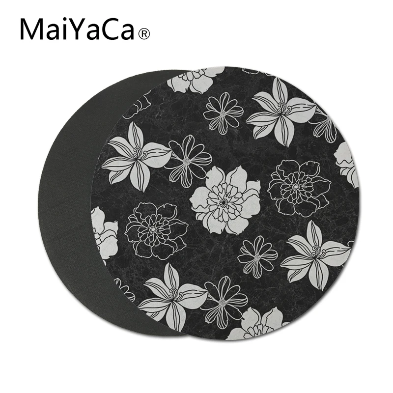 classic black-and-white-flowers small Mouse Pad For Office Gaming Mouse Pads Round Slim mousepads (1)