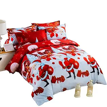 

WINLIFE Christmas Bedding Set Snowflake Print Duvet Cover Microfiber Bed Cover with Pillow Shams