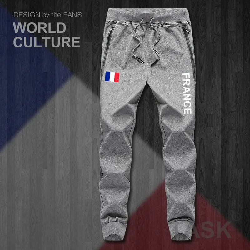 Франция Французская Республика FRA мужские брюки бегунов комбинезон спортивные штаны для фитнеса флисовые тактические повседневные страна НОВАЯ - Цвет: 05lightgray-thin