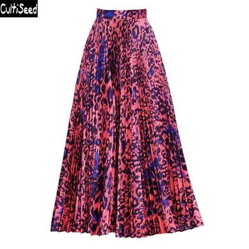 

Cultiseed Women Skirt Female 2020 New High Waist Print Pleated Party Skirts Clothing Women Elegant Office Work Long Skirt