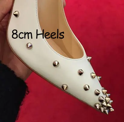 Gold Rivet 8cm Veowalk/пикантные женские туфли на очень высоком каблуке с заклепками; модные женские туфли-лодочки из лакированной кожи с острым носком на шпильке; Цвет по индивидуальному заказу - Цвет: Gold Rivet 8cm