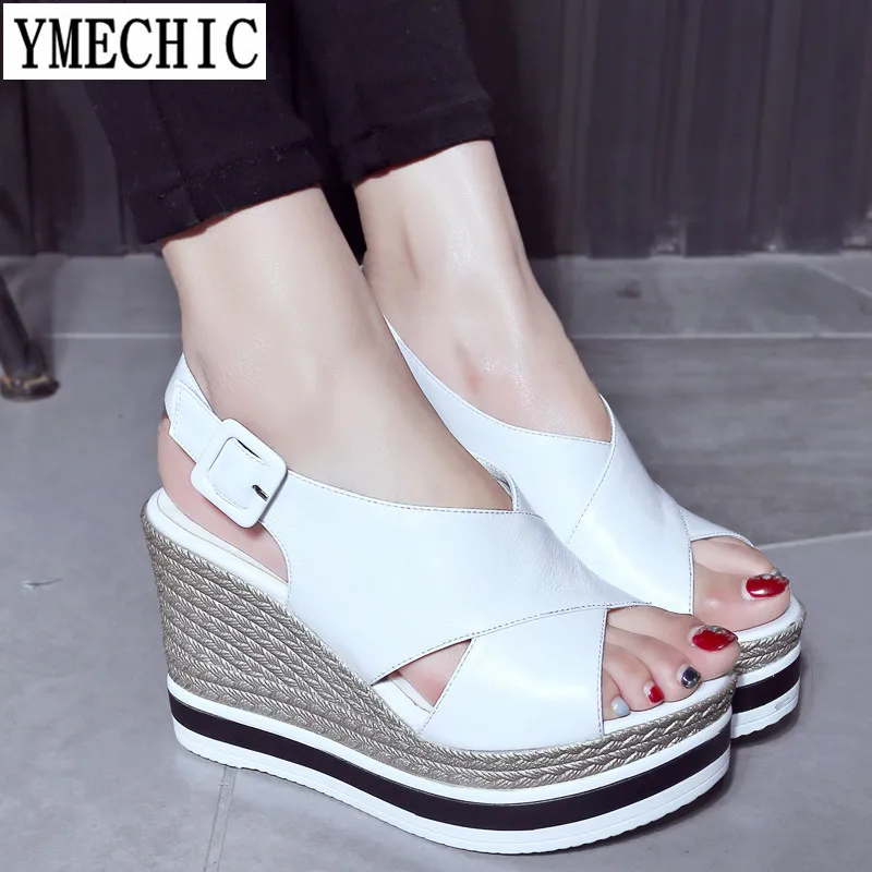 

YMECHIC 2018 Summer Platform Sandals High Heels Wedges Womens Gladiator Back Buckle Sandal Cross Tied Platforms Wedge Heels Shoe