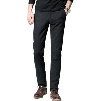 

Winter Plus Velvet Mens Pants 28 - 38 Business Casual pants men Slim Warm Man Trousers Pure Color men pant