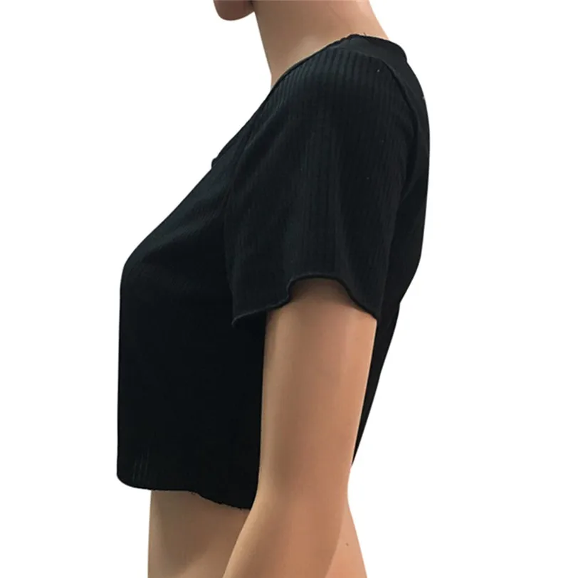 sexy bandage tshirt women 2018 fashion button t-shirt streetwear women crop top tee shirt femme manche courte wholesale noJE19 (7)