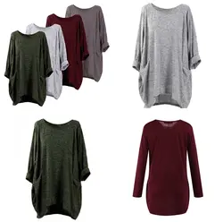 Осенние женские повседневные свободные длинные рубашки футболки Топы пуловер Blusas Femininas S-5XL 4 цвета плюс размер