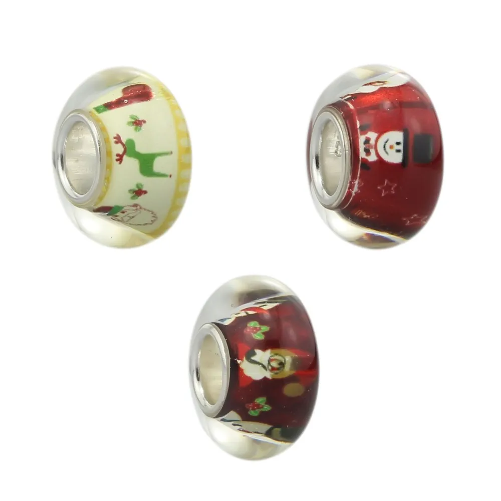 Sterling Silver 925 Jewelry Colorful Christmas beads Gift Charms Bead Fit European Troll Bracelet Beads For Making | Украшения и
