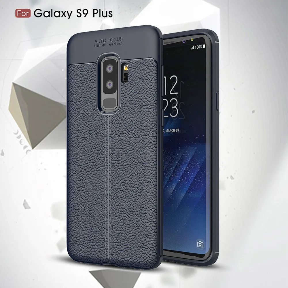 

For Funda Samsung S9 Plus Case TPU Leather Phone Case For Samsung Galaxy S8 Plus S7 edge S9 Plus Case Cover Silicone Soft Coque