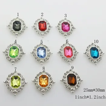 

10pcs/ 25*30mm Metal Diamond Buckle Acrylic Alloy Buttons Rhinestone Buttons for Clothes Handicraft Sewing Accessorie